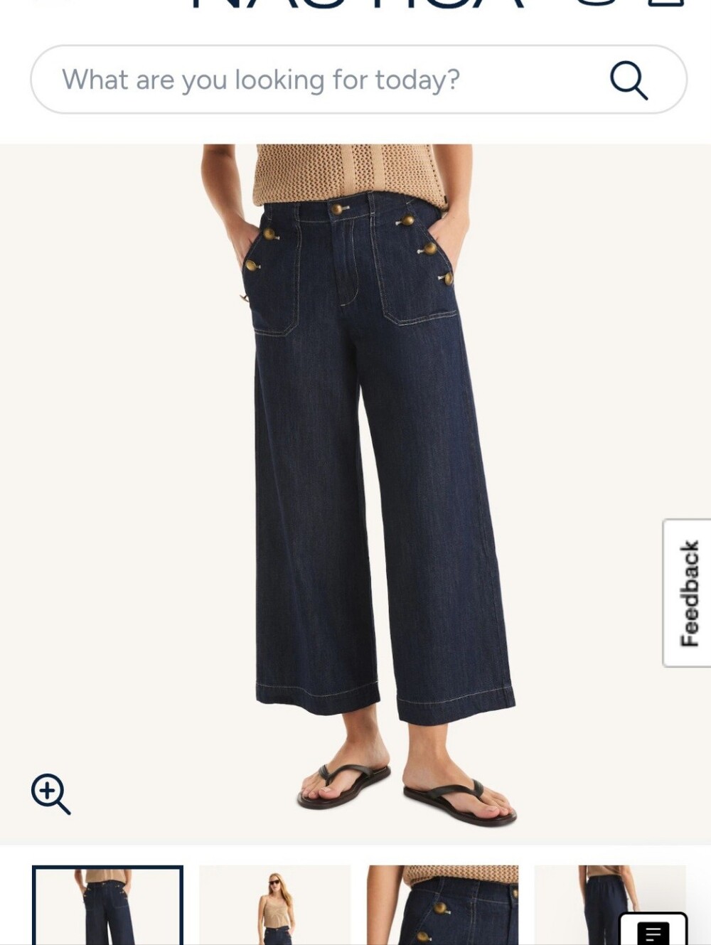 Nautica Dark Indigo Wide-Leg Sailor Jeans with Gold Buttons